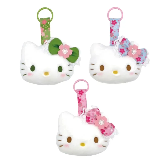 【HELLO KITTY】雙11 Hello Kitty 包包背包吊飾 | 和風粉紅櫻花絨毛大臉 日本境內