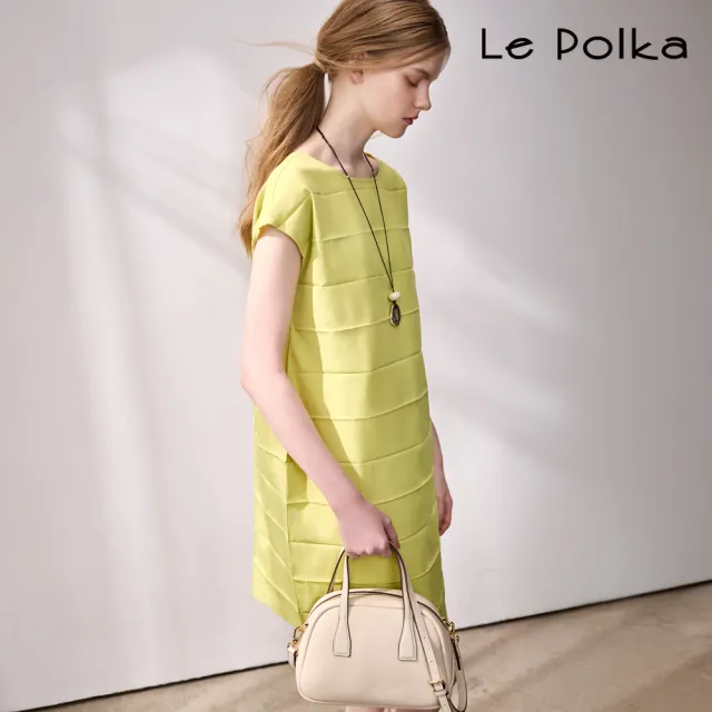 【Le Polka】壓褶質感連身洋裝-女