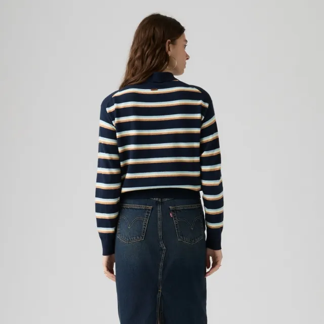 【LEVIS】條紋長袖Polo衫 / 微彈性 女生上衣 人氣新品 007VY-0004