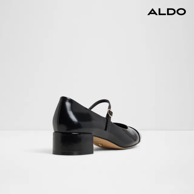 【ALDO】DECIMA-復古漆皮扣帶粗跟鞋-女鞋(黑色)