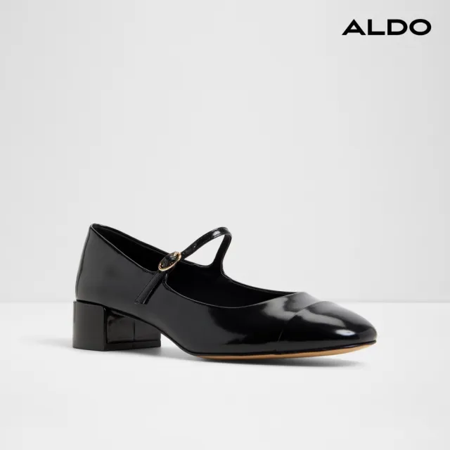 【ALDO】DECIMA-復古漆皮扣帶粗跟鞋-女鞋(黑色)