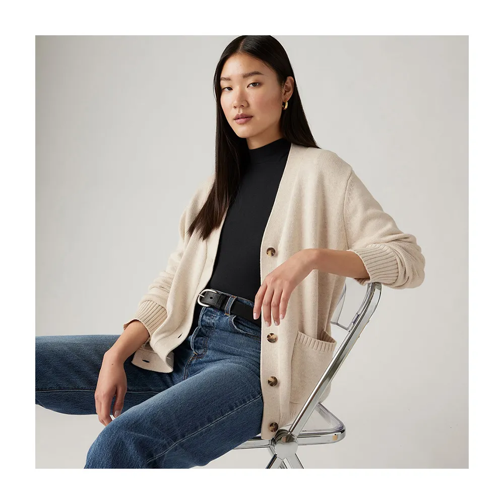 【LEVIS】女款針織罩衫外套 / 混羊毛 熱賣單品 000O0-0001