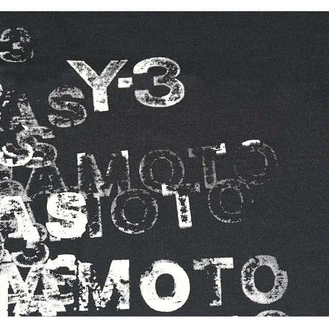 【Y-3 山本耀司】Y-3 GFX內裡燙印白字LOGO棉質解構文字圓領短袖寬鬆T恤(黑)