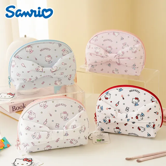 【SANRIO 三麗鷗】雙11 凱蒂貓便攜手拿貝殼化妝包 (Hello Kitty)