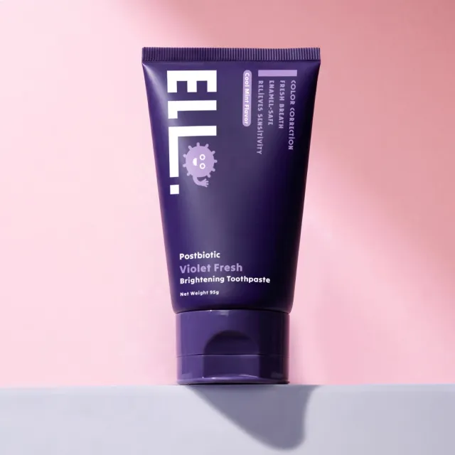 【ELLO】益生菌漾白淨透紫色牙膏 95g 5入組 (煥白牙齒 益生菌)