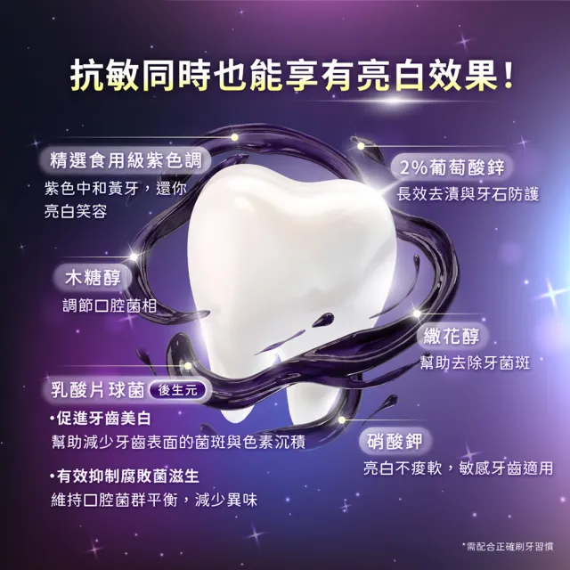 【ELLO】益生菌漾白淨透紫色牙膏 95g 5入組 (煥白牙齒 益生菌)