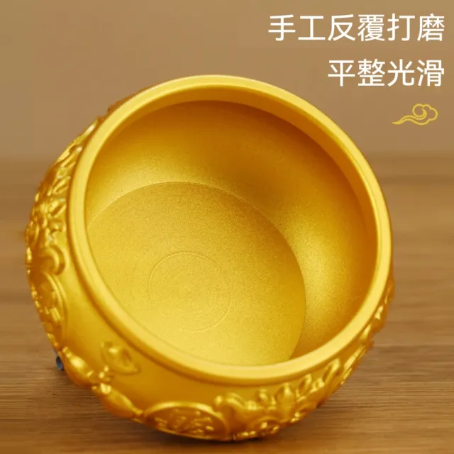 【匠俱】黃銅金元寶聚寶盆 直徑12.8cm桌面風水擺件 招財聚財兩用存錢罐 客廳辦公室商舖財位 喬遷開業賀禮