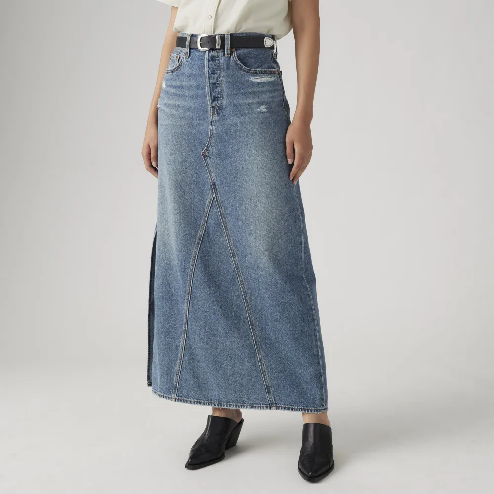 【LEVIS】Levi”s☆女款經典丹寧牛仔拼接長裙 熱賣單品 A8727-0002