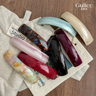 【Gulicc 古莉可】髮夾 法式 光澤感 橢圓 彈簧夾(7夕情人節 生日 髮飾 頭飾 鯊魚夾 抓夾 禮物)