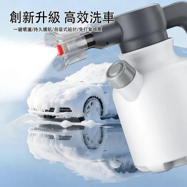 【MUAN】無線電動高壓泡沫噴壺2L 洗車泡沫槍(抗壓防爆/園藝澆花壺/免打氣/機車清洗)