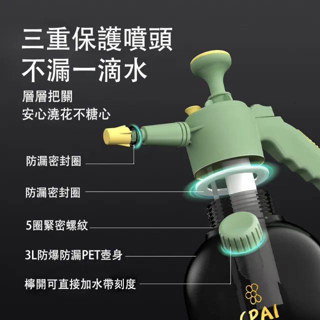 【MUAN】2L氣壓式泡沫噴壺 連續噴霧加壓噴壺 加厚壺身 園藝澆花水壺 洗車清潔噴壺