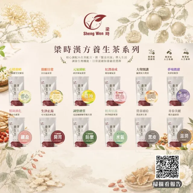 【Sheng Wen 梁時】四季輕舒爽怯濕茶3袋組(10包/袋 漢方養生茶 濕濕茶 水氣調理 無咖啡因)