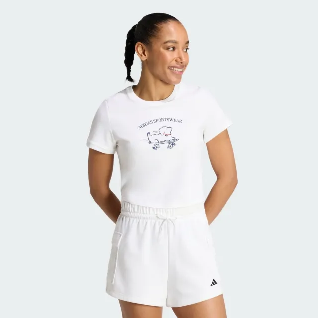 【adidas 愛迪達】運動 休閒 短袖 T恤 女上衣 ANIMAL POP T 2(KT2775)