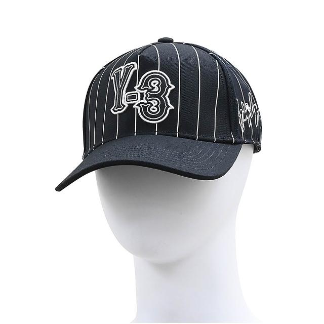 【Y-3 山本耀司】Y-3 PINSTRI CAP刺繡簽名LOGO織布條紋復古棒球帽(男女款/黑)