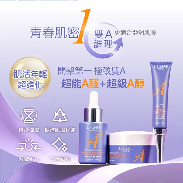 【LEGERE 蘭吉兒】極致雙A緊緻提亮物理防曬合購組(精華液+精華霜+眼霜+物理防曬乳)
