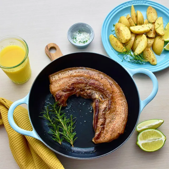 【Le Creuset】BBQ鑄鐵煎鍋26cm(櫻桃紅/薄荷綠/ 2色選1)