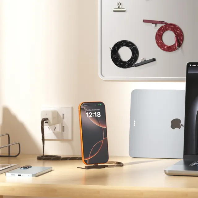 【ADAM 亞果元素】iLinio FS120 USB-C 100W 磁吸支架充電線(一年保固)