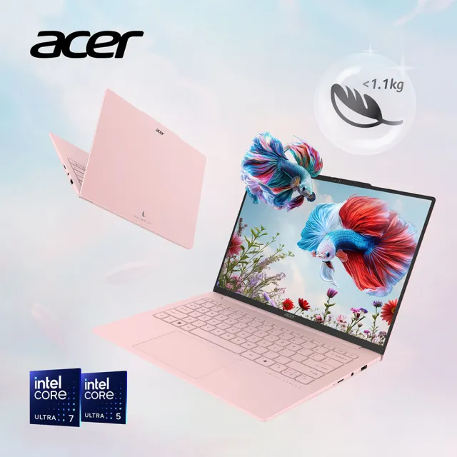 【Acer 宏碁】14吋CU7 極致輕薄3K OLED AI 筆電-粉(Swift Air/SFA14-71M-72Q2/Ultra 7-155H/32G/512G/W11)