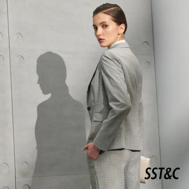 【SST&C】女裝 花灰格紋方領西裝外套7162204004(雙11精選)