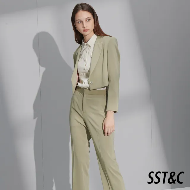 【SST&C】女裝 芽黃綠直筒西裝褲7262206004(雙11精選)