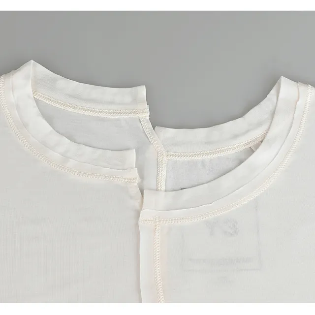 【Y-3 山本耀司】Y-3經典LOGO彈性纖維漸層色不對稱領口短袖T恤(女款/粉筆白)