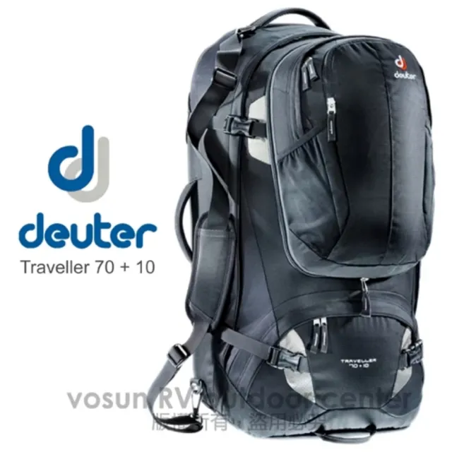 【deuter】Traveller 70+10L 自助旅行背包/子母包_3510115 黑/灰