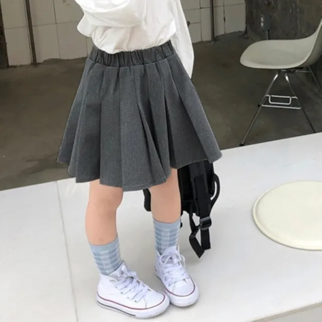 【橘魔法】深灰百褶裙 女童 兒童 童裝 短裙 裙子 半身裙 學院風 制服 校園 學生 表演