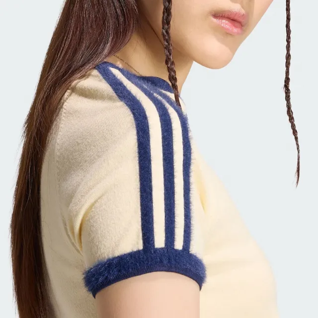 【adidas 愛迪達】短版短袖上衣(KS7376 女款ORIGINALS修身撞色短版休閒T恤)