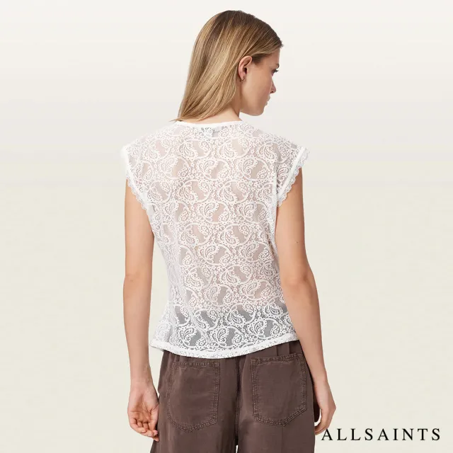 【ALLSAINTS】VERA 蕾絲拼接無袖上衣-白 W148PE (合身版型)