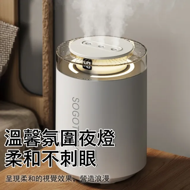 【Kyhome】3.5L大容量空氣加濕器 三孔噴霧 靜音保濕水氧機(智能定時/暖心小夜燈/冷氣房補水) 居家/辦公