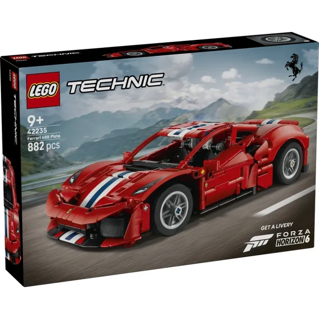 【LEGO 樂高】科技系列 42235 Ferrari 488 Pista 汽車(法拉利 工程模型 禮物 玩具)