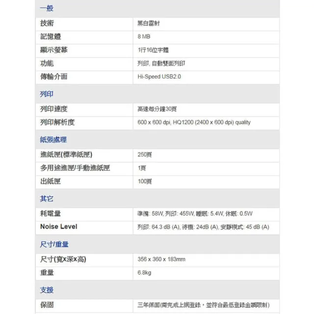 【brother】官方直營 HL-L2320D 高速黑白雷射自動雙面印表機(無WIFI功能/隨機碳粉2600頁)