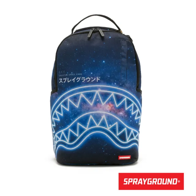 【SPRAYGROUND】潮流螢光線條鋸齒鯊大容量後背包(藍色)