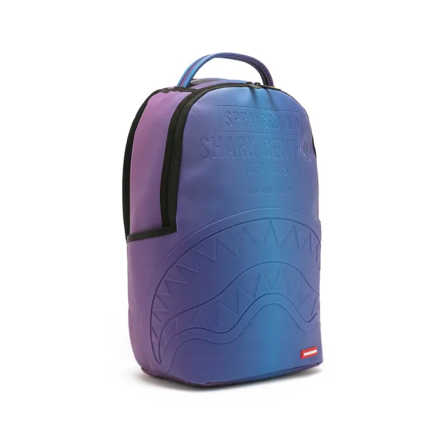 【SPRAYGROUND】簡約壓紋鋸齒鯊大容量後背包(藍色)