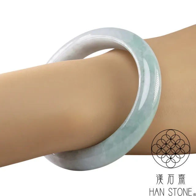 【漢石齋】天然翡翠A貨 手鐲玉鐲 春帶彩種(手圍18.8/ 版寬12.7mm)