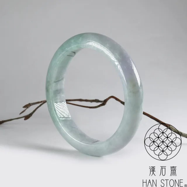 【漢石齋】天然翡翠A貨 手鐲玉鐲 春帶彩種(手圍18.8/ 版寬12.7mm)