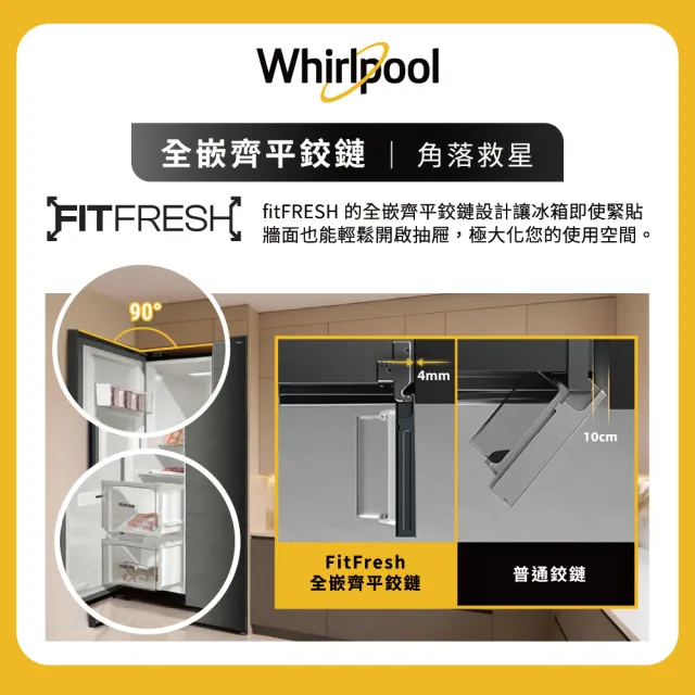 【Whirlpool 惠而浦】家電快配610L一級能效變頻對開冰箱(WF2X610NBTW)