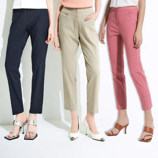 【TOWN’WEAR 棠葳】休閒素色口袋涼感長褲 三款任選 (女下身/女下著/素色/腰頭彈性/直筒褲/M-2L)