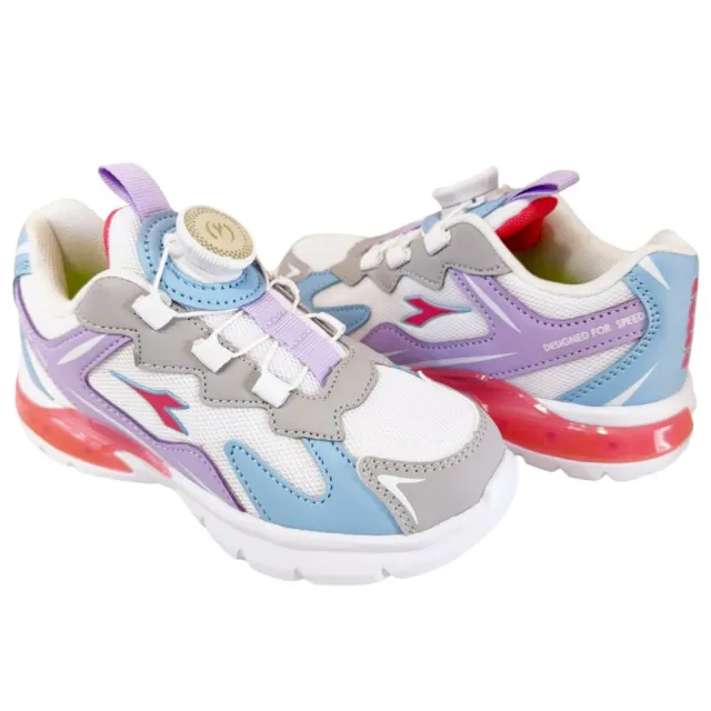 【DIADORA】4E超寬楦中童電燈鞋 女童鞋 童鞋 運動鞋 旋轉扣鞋 中大童