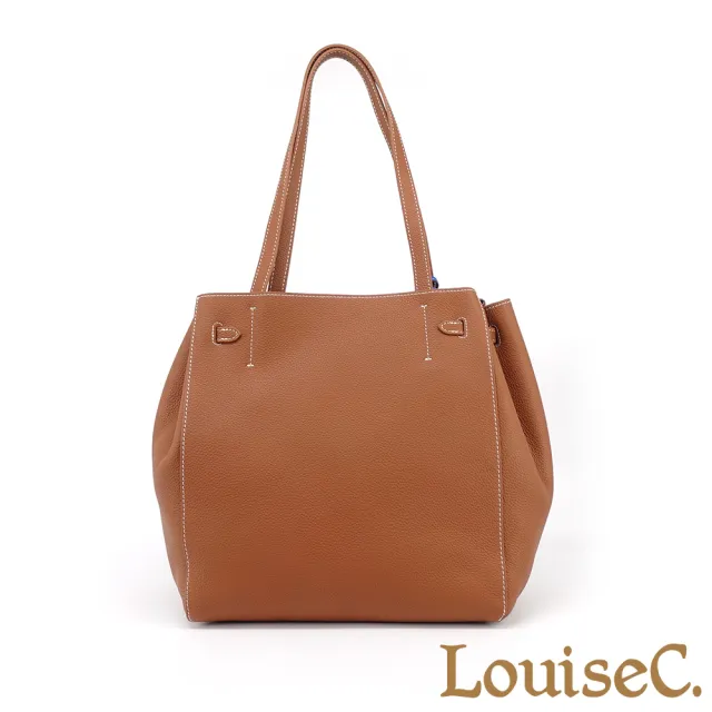 【LouiseC.】雙11 Tree House 小牛皮手工大象吊飾綁帶托特TOTE肩背大真皮包-可拆式內袋設計-駝色