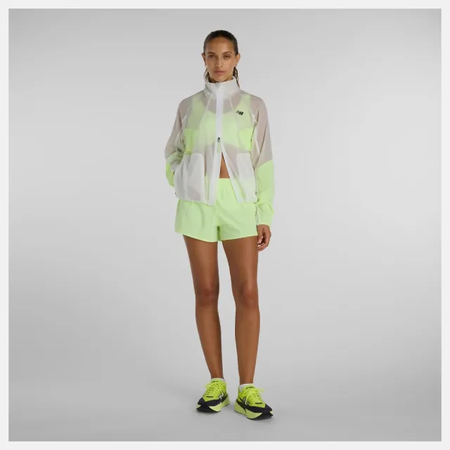 【NEW BALANCE】NB 外套 女 運動立領外套 寬鬆版型 防潑水 美規 白綠 WJ61J326AFG