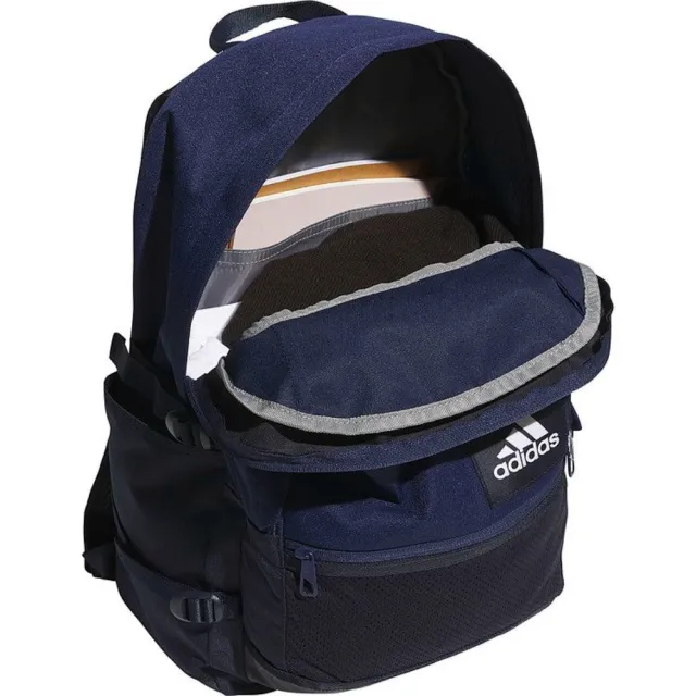 【adidas 愛迪達】後背包 運動包 書包 旅行包 大容量 雙層 ESS MULTI P BP 藍 JF0753