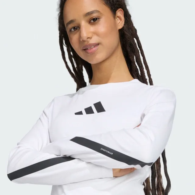【adidas 愛迪達】長袖上衣 女 亞規 W Z.N.E. LS TEE 白 KE4906