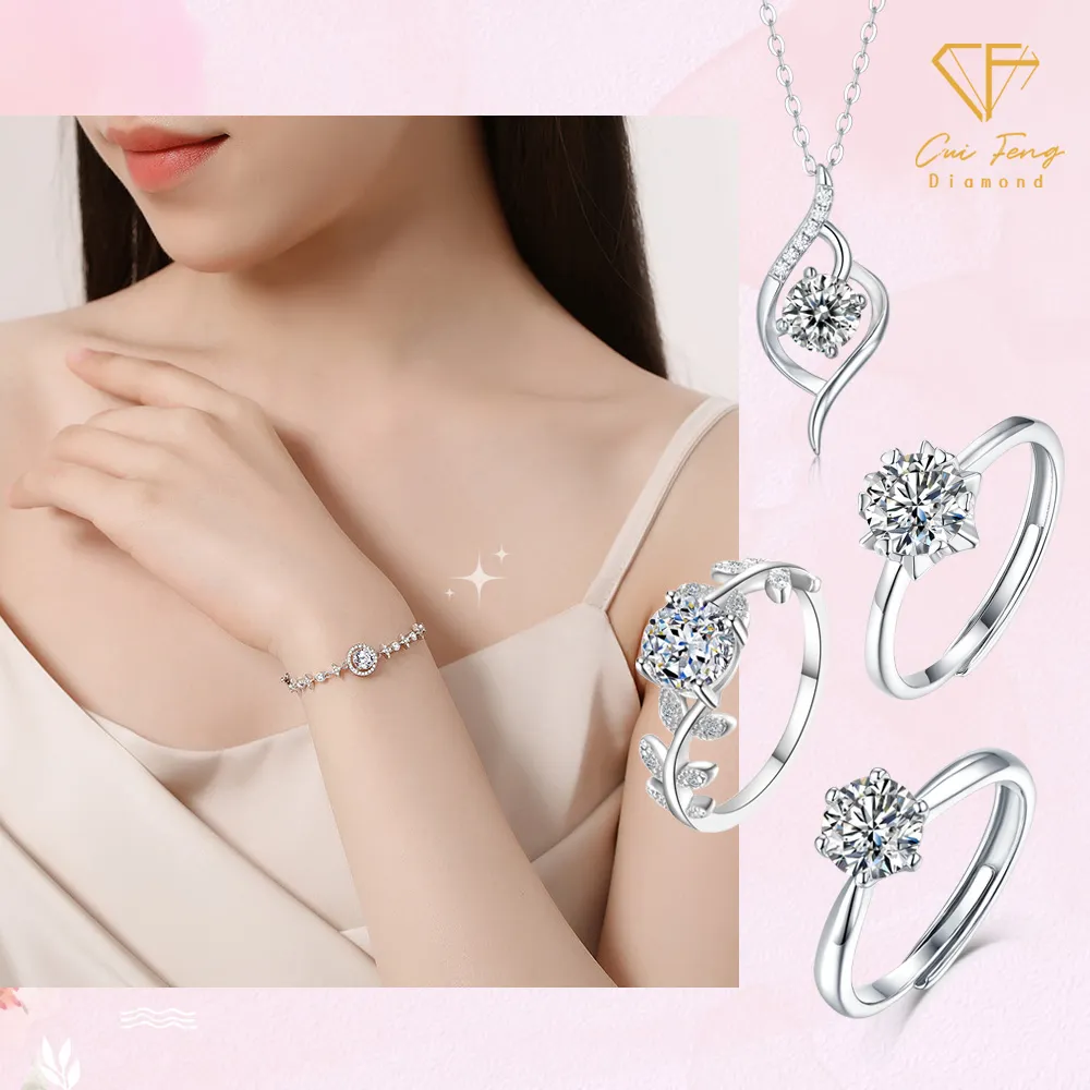 【CF Diamond】七夕情人節｜2026新品上市｜momo獨家 (生日 禮物 1克拉 項鍊 戒指 耳環 手鍊 莫桑鑽 培育鑽)
