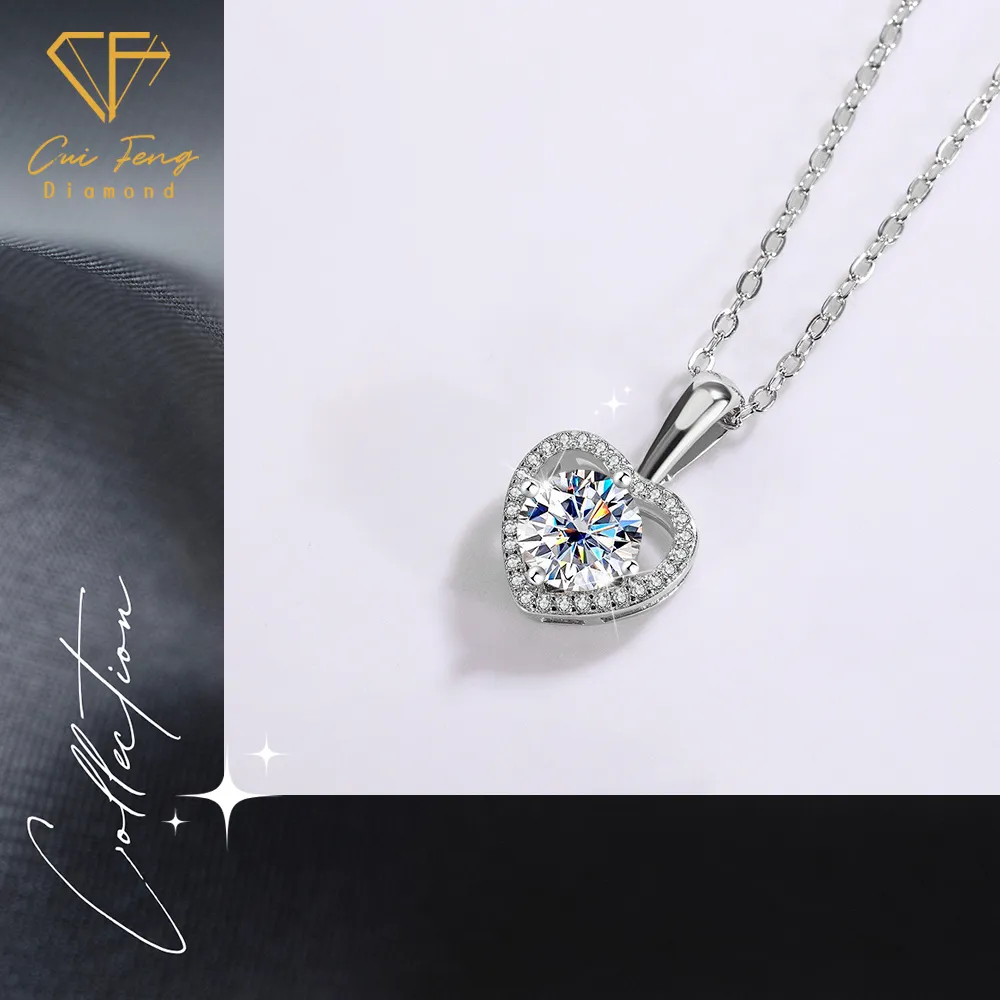 【CF Diamond】項鍊 莫桑鑽《永恆真心》(1克拉 七夕情人節 鑽石 項鏈  生日禮物)