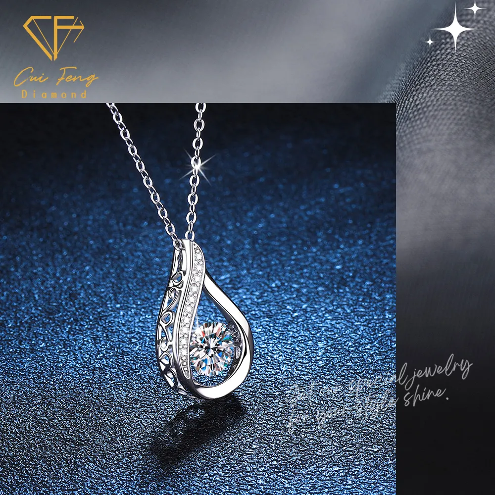 【CF Diamond】項鍊 莫桑鑽《靈動欲滴》(1克拉 七夕情人節 鑽石 項鏈  生日禮物)