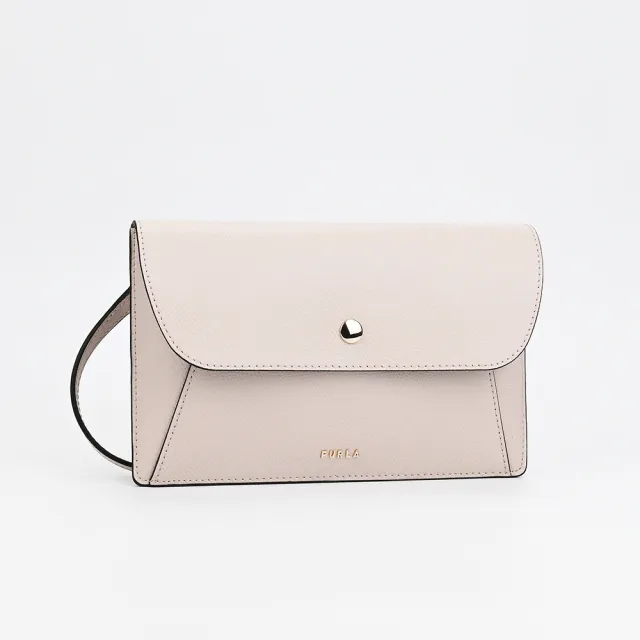 【FURLA 芙拉】Lea XL Pouch 手拿/斜背包(粉白)