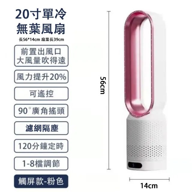 【巧可】20寸無葉風扇 可清洗網 搖頭扇 電風扇 智能遙控電扇 落地扇帶過濾網