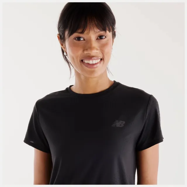【NEW BALANCE】NB 短袖上衣 女 運動訓練 美規 黑銀金屬 WT6280DTBK(S2518)