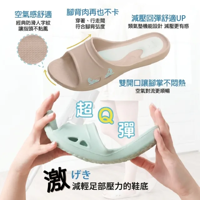 【維諾妮卡】官方直營 台灣製 專利減壓氣墊厚底防水防滑室內拖鞋 3入任選 足壓減少42%(尼羅河藍新色/浴室)